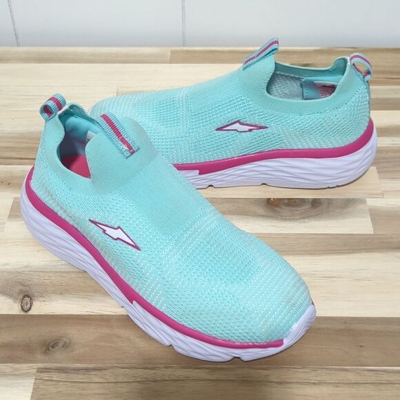 Avia Big Girl Slip On Aqua Sneakers Knit Shoe Size 2 - Picture 2 of 8